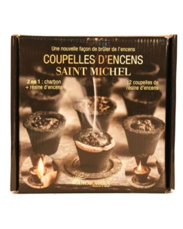 Aromatika Coupelles Encens SAINT-MICHEL, 2 en 1  :  charbon + résine encens (prêt à brûler)