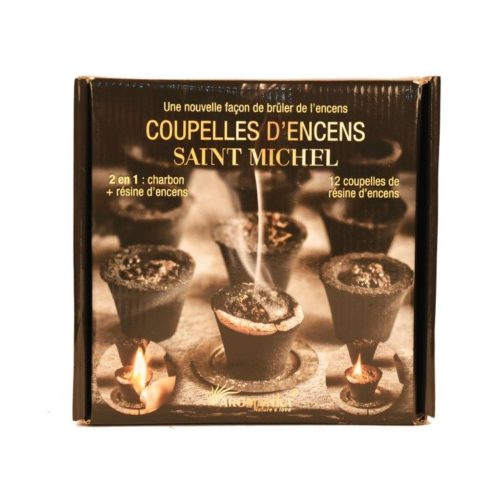 Coupelles Encens SAINT-MICHEL, 2 en 1  :  charbon + résine encens (prêt à brûler)
