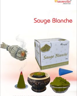 AROMATIKA POUDRE ENCENS 100g (avec kit pour cônes) SAUGE BLANCHE – Parfum SAUGE BLANCHE (couleur naturelle)