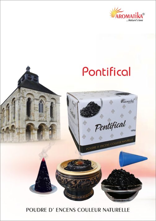 AROMATIKA POUDRE ENCENS 100g (avec kit pour cônes) PONTIFICAL – Parfum OLIBAN-VANILLE (couleur naturelle)