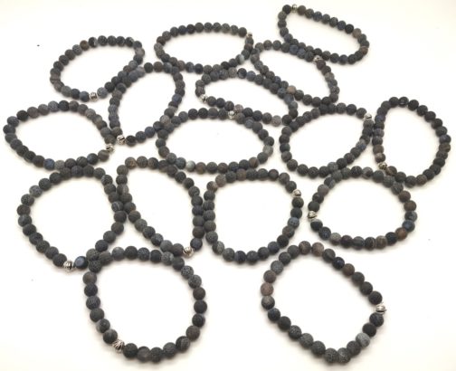 REF501 – BR. PIERRE perles 8mm avec 1 perle métal JASPE PEAU DE SERPENT