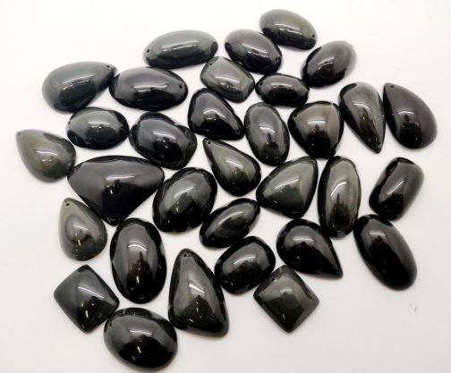 c – GALET PERCE OBSIDIENNE NOIRE OEIL CELESTE