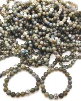 REF501A – BR. PIERRE perles 10mm avec 1 perle métal LABRADORITE