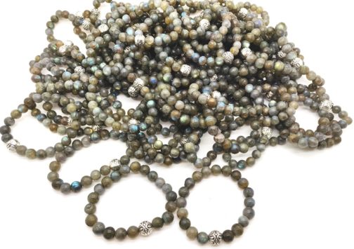 REF501A – BR. PIERRE perles 10mm avec 1 perle métal LABRADORITE