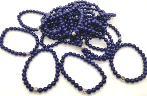 REF502 – BR. PIERRE HOMMES perles 8mm – 1 Perle Métal et LAPIS LAZULI