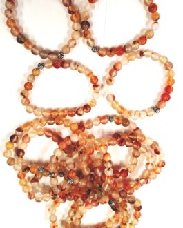REF501 – BR. PIERRE perles 8mm avec 1 perle métal AGATE OCEAN ROUGE