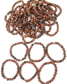 REF501 – BR. PIERRE perles 8mm avec 1 perle métal OBSIDIENNE ACAJOU