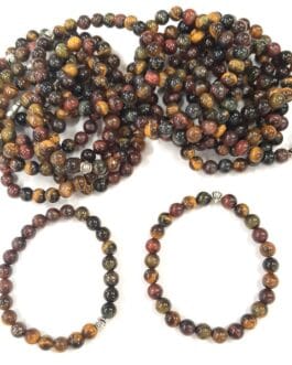 REF501 – BR. PIERRE perles 8 mm – 3 Oeil mix Tigre, Taureau, Faucon