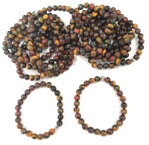 REF501 – BR. PIERRE perles 8 mm – 3 Oeil mix Tigre, Taureau, Faucon
