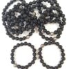 REF501A – BR. PIERRE perles 10mm avec 1 perle métal PYRITE DOREE