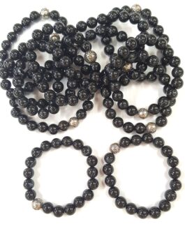 REF501A – BR. PIERRE perles 10mm avec 1 perle métal ONYX NOIR