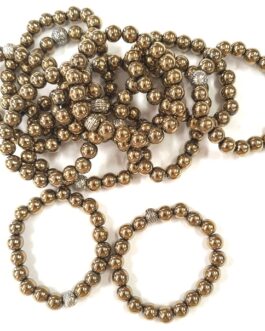REF501A – BR. PIERRE perles 10mm – PYRITE DOREE